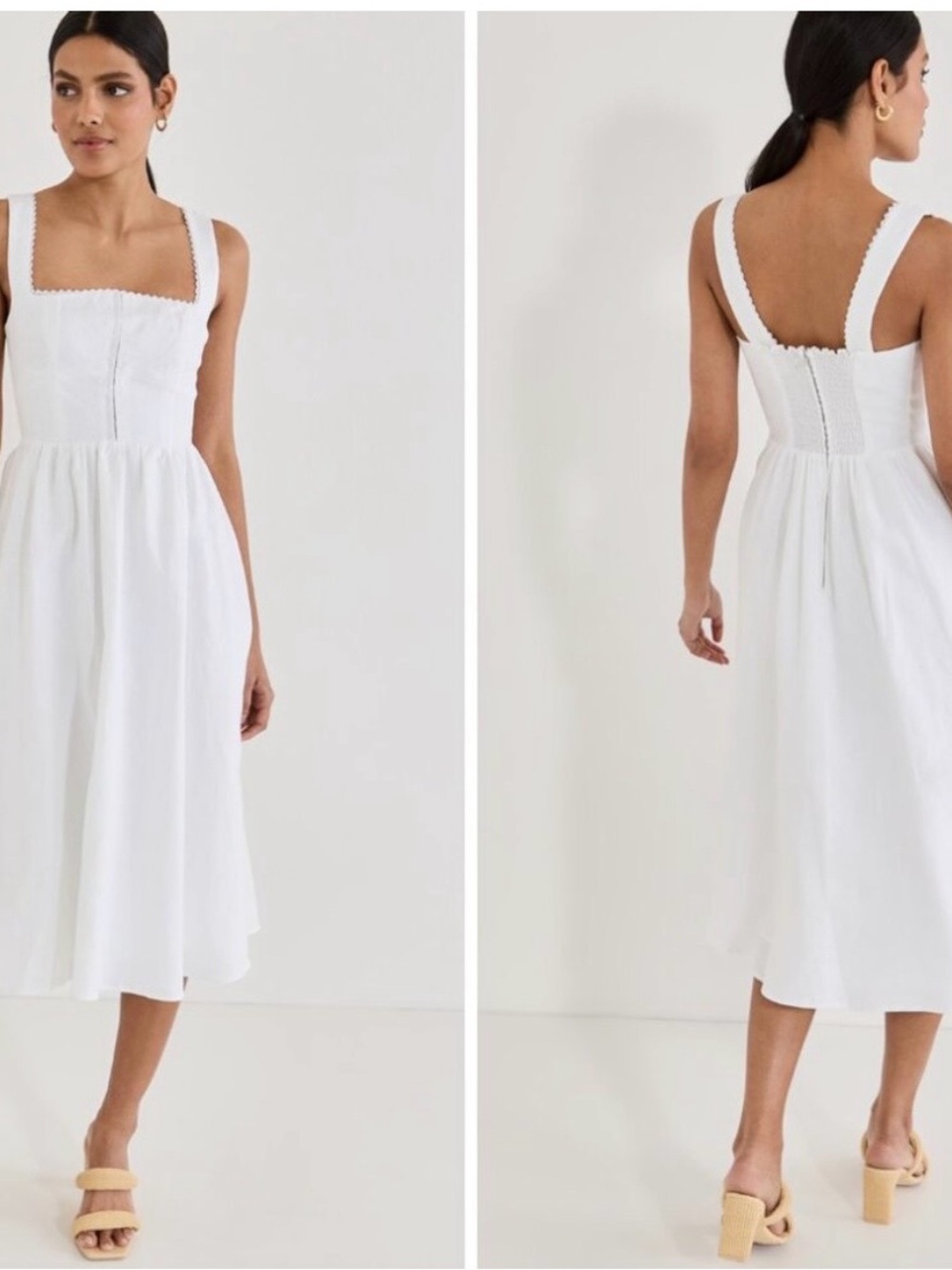 Reformation Tagliatelle White Off-the-Shoulder Linen Midi Dress - Picture 4 of 11
